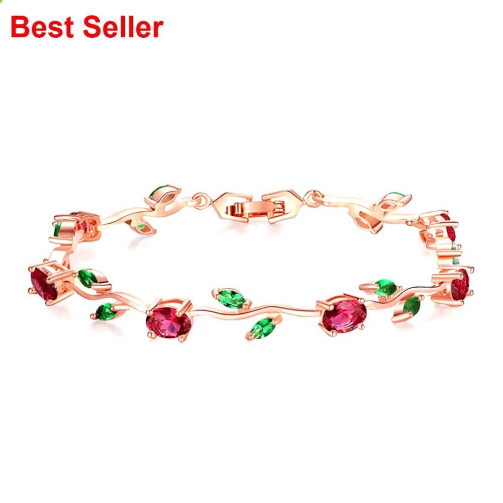18k Yellow Gold-Plated Sterling Silver Diamond Accent Gemstone Tennis Bangle